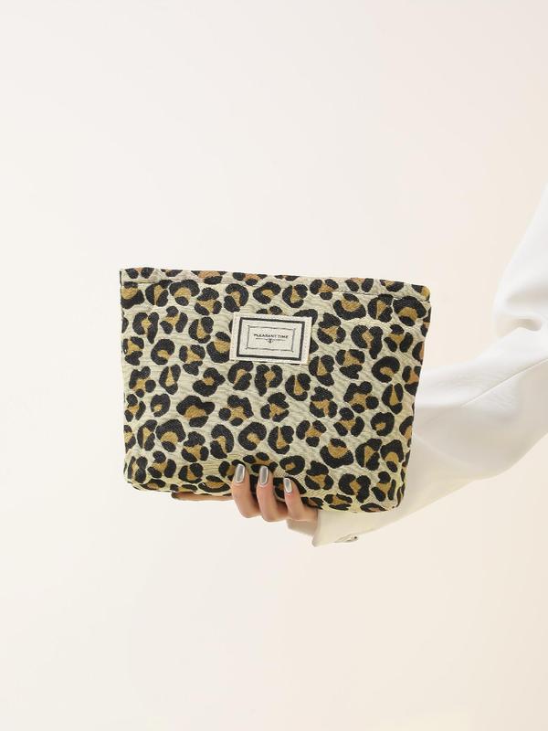 Fashion Leopard Pattern Makeup Bag, Casual Versatile Zipper Makeup Bag, Simple Daily Cosmetic Bag, Casual Trendy Versatile High-quality Daily Bag