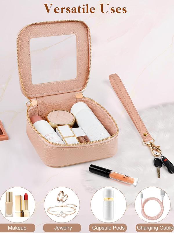 Patched Design Makeup Bag, Transparent Toiletry Bag, Portable Make Up Organizer, Traveling Compact Car Bag for Essentials