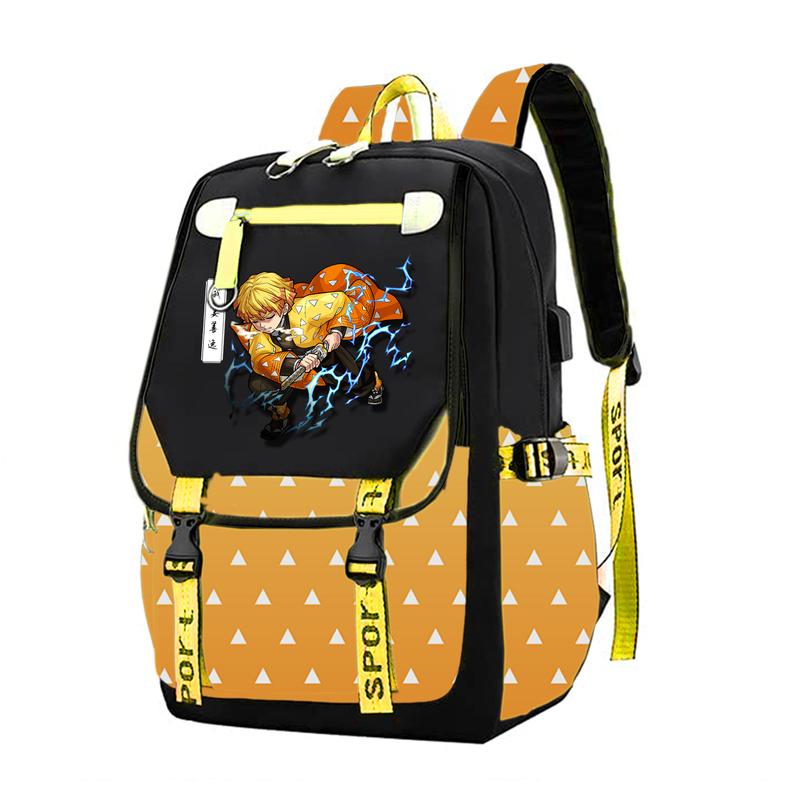 Cartoon Backpack Demon Slayer Backpack Cute School Backpack with USB Charging Port Laptop Bag for Boys Girls