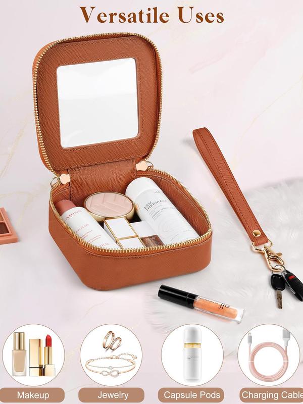 Patched Design Makeup Bag, Transparent Toiletry Bag, Portable Make Up Organizer, Traveling Compact Car Bag for Essentials