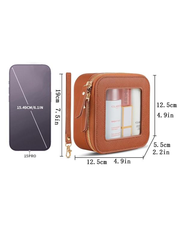 Patched Design Makeup Bag, Transparent Toiletry Bag, Portable Make Up Organizer, Traveling Compact Car Bag for Essentials