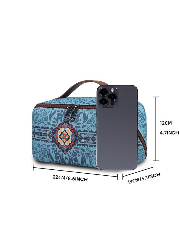 Boho Style Floral Pattern Makeup Bag, Fashionable Retro Portable Storage Bag, Multifunctional Makeup Storage Bag for Travel and Family Use