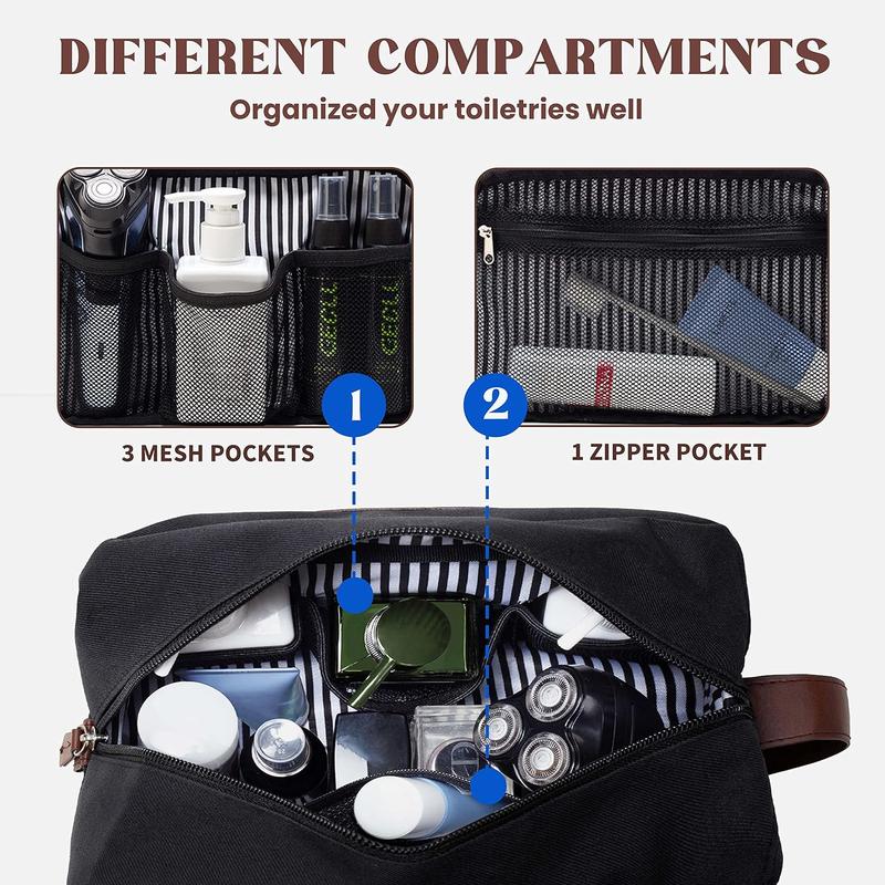 Toiletry Bag for Men - Large Dopp Kit for Travel Water Resistant Travel Bag for Toiletries Accessories Lightweight Toiletries Bag - Black