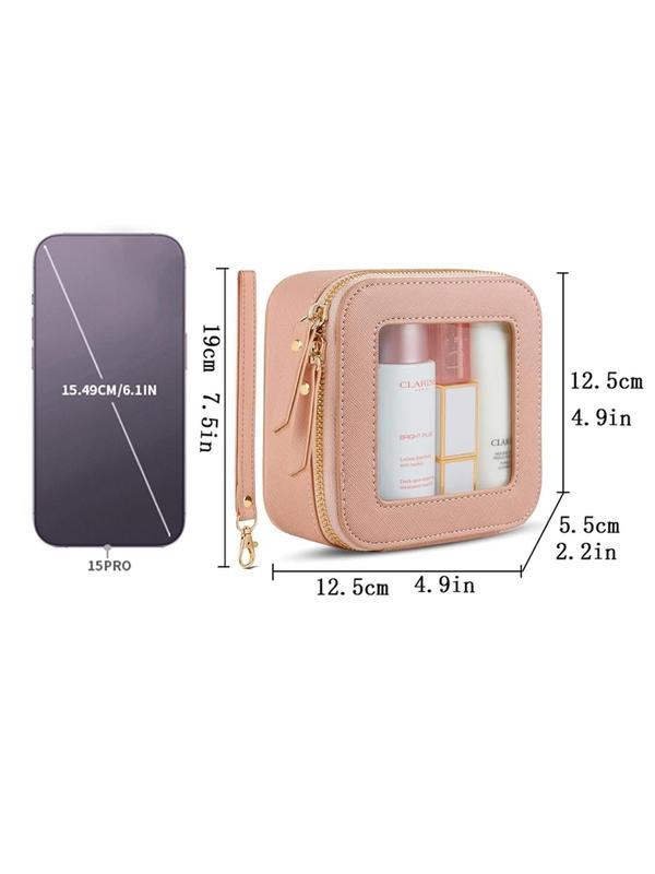 Patched Design Makeup Bag, Transparent Toiletry Bag, Portable Make Up Organizer, Traveling Compact Car Bag for Essentials