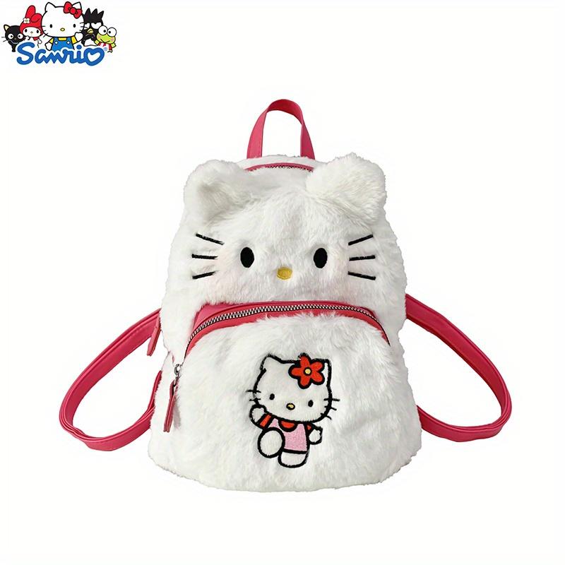 Mini Sanrio Character Plush Backpack - Fashion Backpacks with Soft Fuzzy Exterior, Hello Kitty, Kuromi, PomPomPurin Designs, Adorable Collectible Accessory for School, Travel, and Daily Use