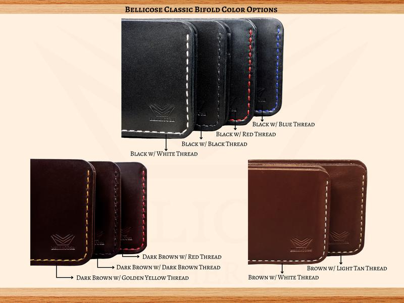 Bellicose Classic Bifold Handmade Leather Wallet for Men - Full Grain Leather - Anniversary Gift for Him - Brown Dark Brown Black durable gift box leather wallet