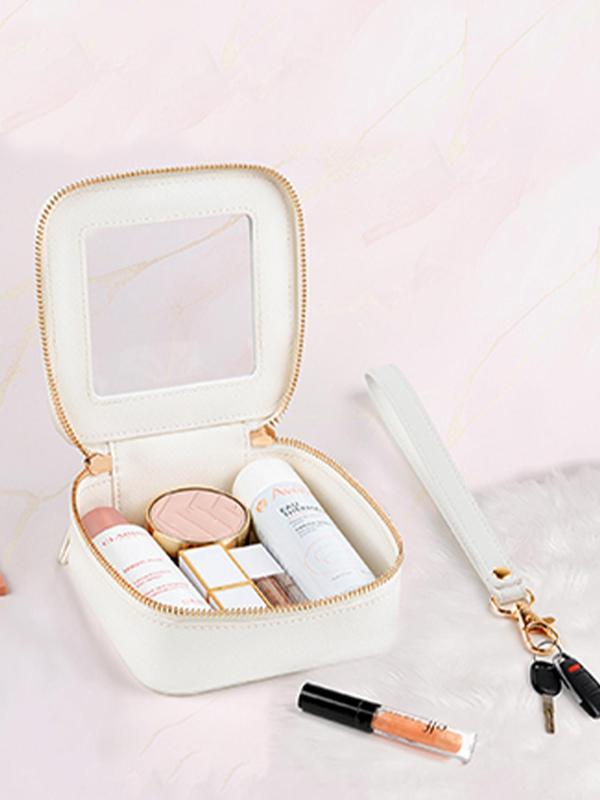 Patched Design Makeup Bag, Transparent Toiletry Bag, Portable Make Up Organizer, Traveling Compact Car Bag for Essentials