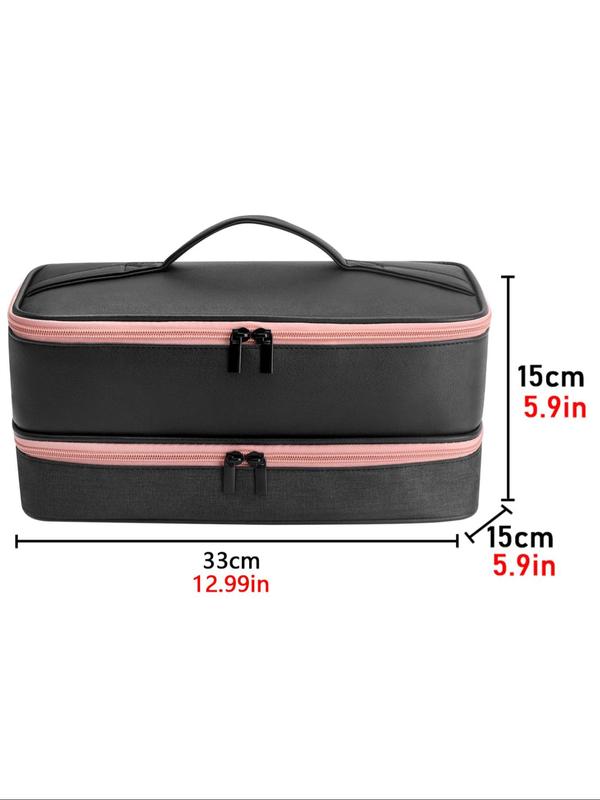 Solid Color Makeup Bag, Double Layer Hair Dryer Storage Bag, Zipper Makeup Organizer Pouch, Versatile Storage Bag for Travel, Gym