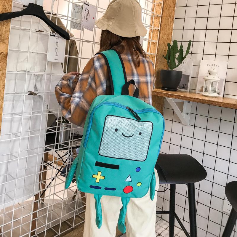 Cute cartoon robot travel backpack for leisure travel, cartoon messenger backpack, blue PU cartoon bag breathable portable and lightweight men and women gifts