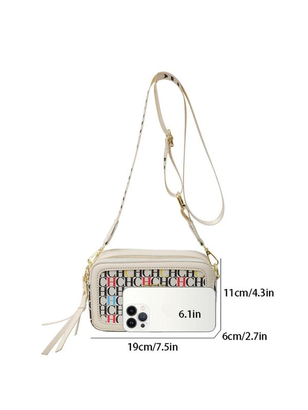 Women's Fashionable Colorblock Letter Pattern Crossbody Bag, Casual PU Leather Shoulder Bag for Daily Used, Trendy Versatile High-quality Daily Commuting Bag