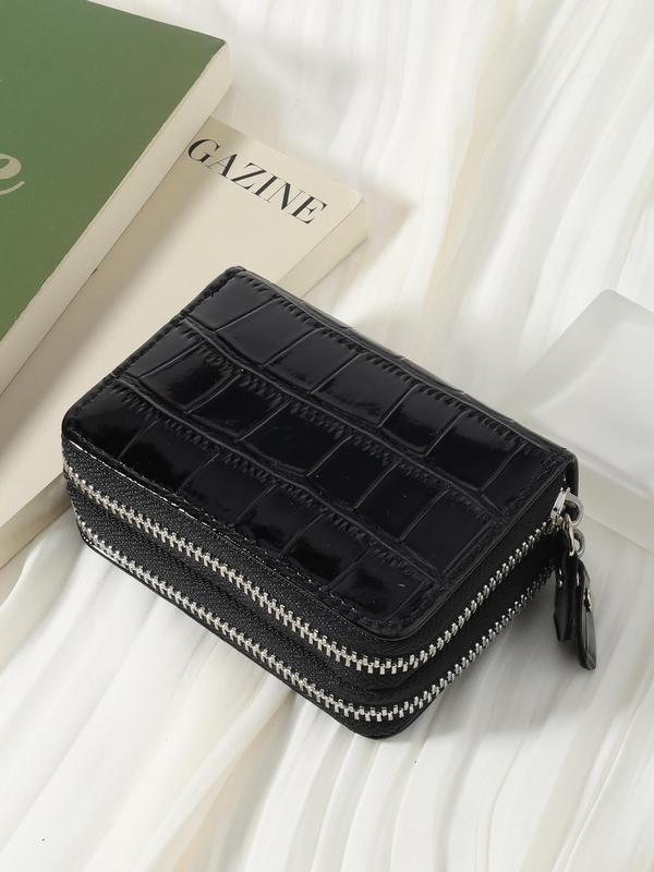 Women's  Minimalist Short Wallet, Double Zipper Design Solid Color Coin Purse for Women & Girls, Versatile Small Storage Bag for Keys & Cash