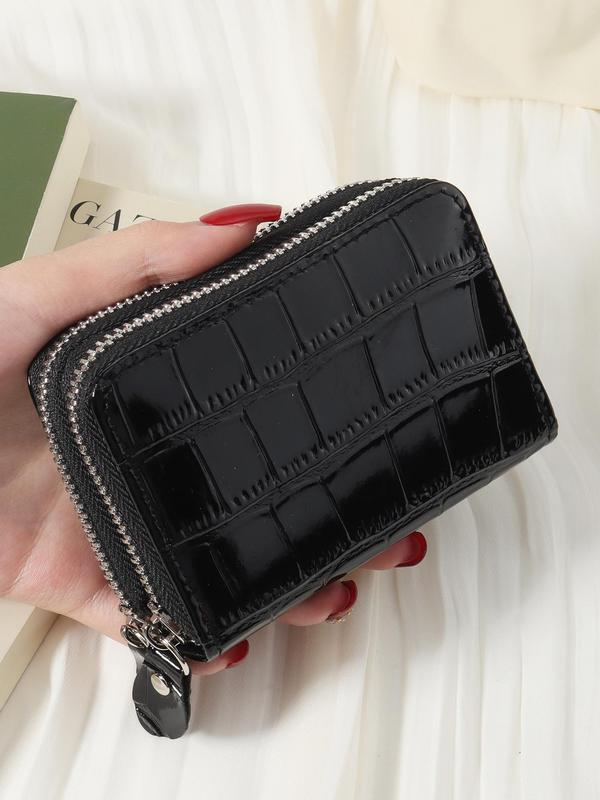 Women's  Minimalist Short Wallet, Double Zipper Design Solid Color Coin Purse for Women & Girls, Versatile Small Storage Bag for Keys & Cash