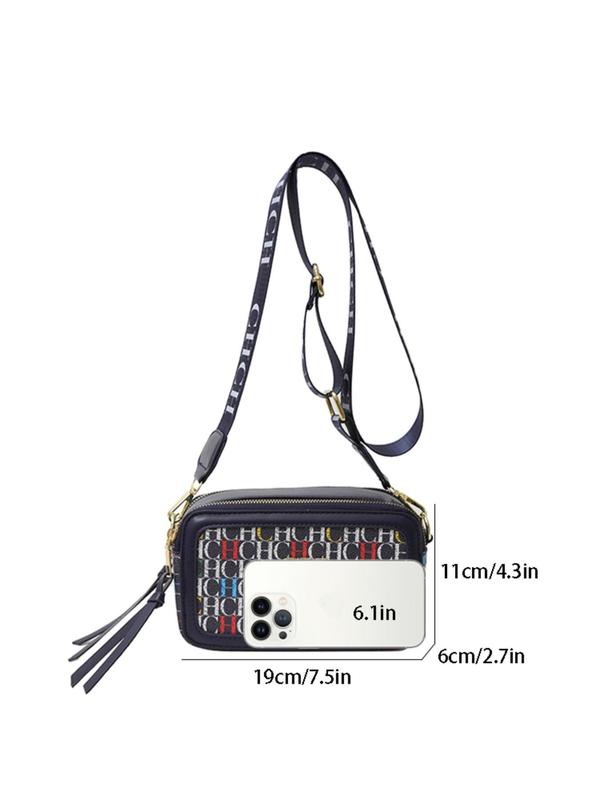 Women's Fashionable Colorblock Letter Pattern Crossbody Bag, Casual PU Leather Shoulder Bag for Daily Used, Trendy Versatile High-quality Daily Commuting Bag