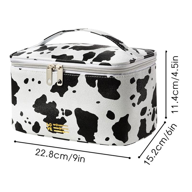 Portable Makeup Bag Cosmetic Bags for Women Medium Pouch Case Purse Make Up Organization Waterproof (Print Cow)