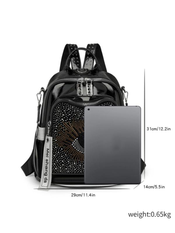 2024 New Style Rhinestone Eye Decorated Backpack, Fashionable Backpack for Women & Men, Casual Trendy Versatile High-quality Daily Commuting Bag