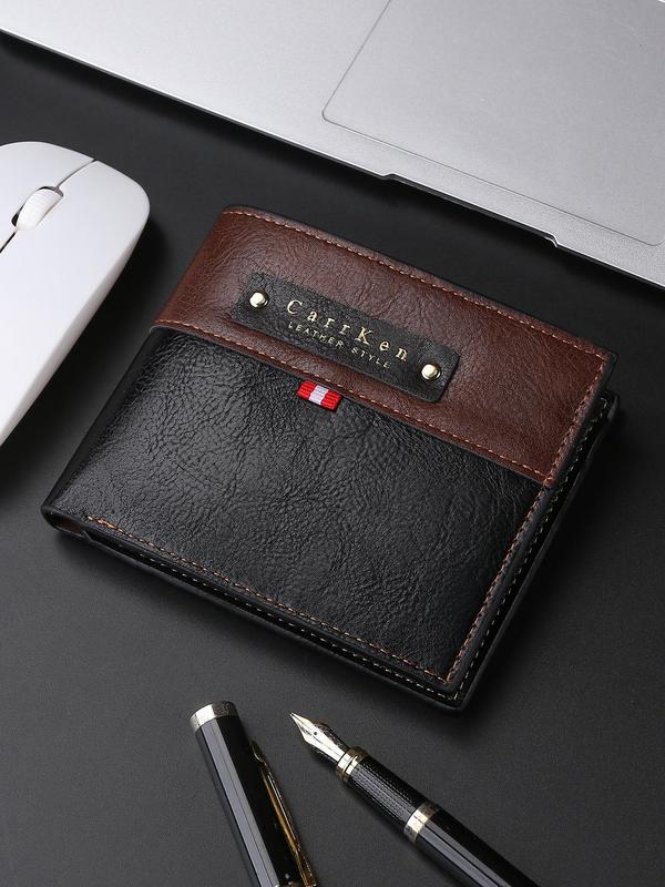 Men's Vintage Colorblock Short Wallet, Casual Business Bifold Wallet with Multiple Card Slots, Gift for Him, Daily Use Wallet