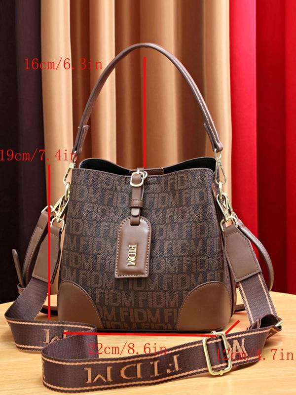 Women's Fashionable Letter Pattern Handbag & Clutch Bag & Wallet, Casual Versatile Pu Leather Bag Set, Trendy High-quality Daily Commuting Bag Set