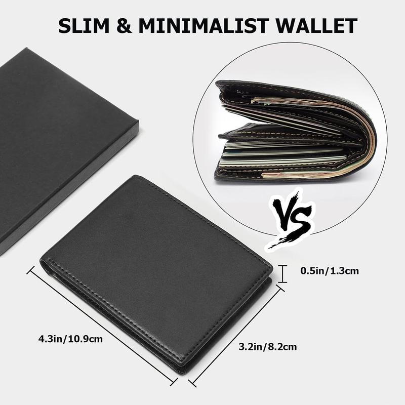 Slim Mens Wallets Leather Rfid Blocking Bifold Wallets for Men With ID Window