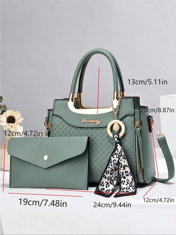 Women's Elegant Minimalist Crossbody Bag & Wristlet, Fashionable Solid Color Handbag Set for Daily Used, Casual Trendy Versatile High-quality Daily Commuting Bag