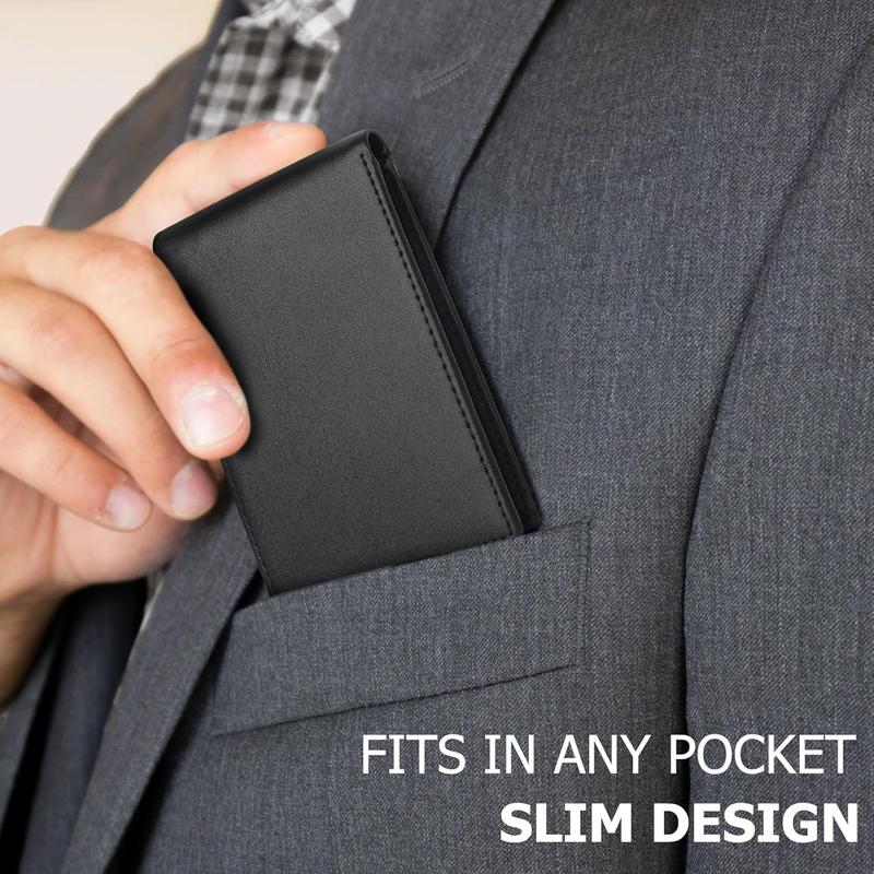 Slim Mens Wallets Leather Rfid Blocking Bifold Wallets for Men With ID Window