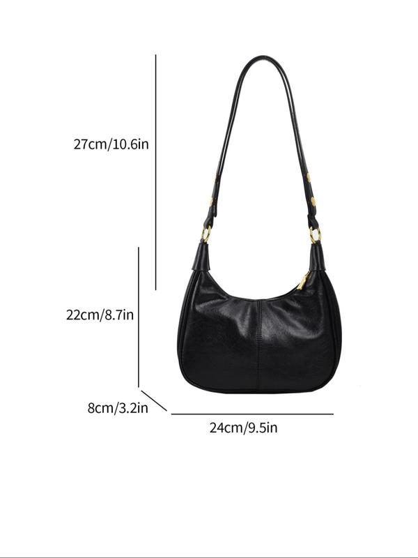 Women's Solid Color Hobo Bag, 2024 New Style Fashionable PU Leather Zipper Shoulder Bag for Daily Used, Casual Trendy Versatile High-quality Daily Commuting Bag