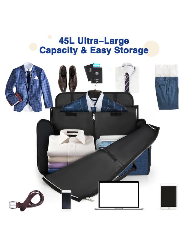 45l High Capacity Solid Travel Duffel Bag, Travel Essentials, Foldable Organizer, Garment Bag, Removable Shoulder Strap Travel Bag, Suitable for Business, Tourism, Vacation, Outings, Fall Outfits, Fall Freshness