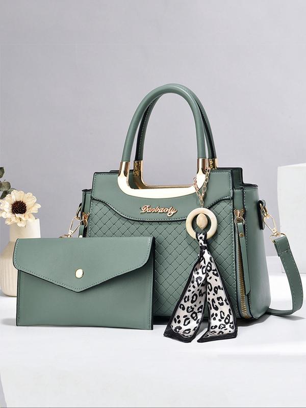 Women's Elegant Minimalist Crossbody Bag & Wristlet, Fashionable Solid Color Handbag Set for Daily Used, Casual Trendy Versatile High-quality Daily Commuting Bag