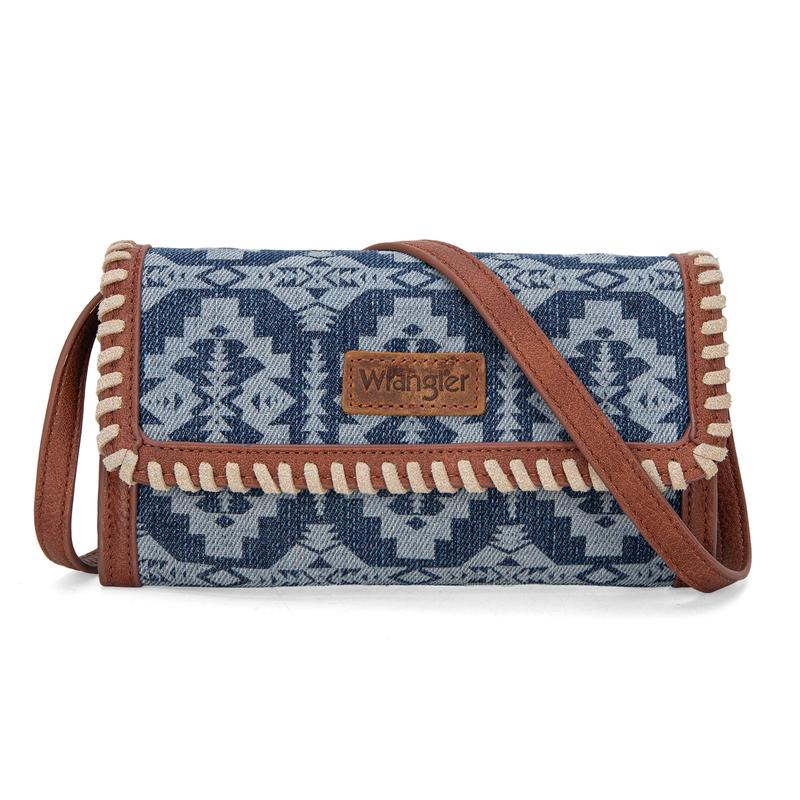 Wrangler  [MegaLive] Southwestern Pattern Print Wallet Snap-enclosed Wristlet Clutch Purse Underarm Satchel Bag