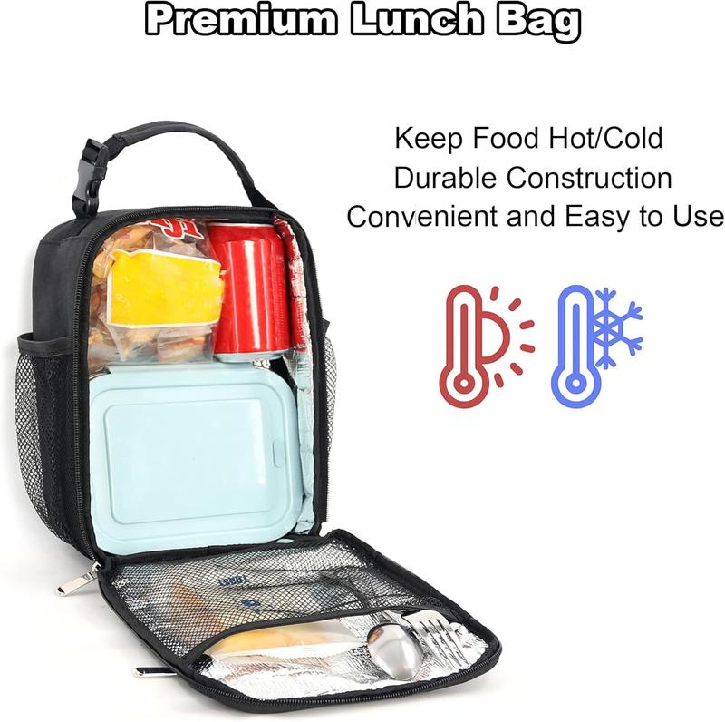 Lunch Box for Men Women Adults Small Lunch Bag for Office Work Picnic - Reusable Portable Lunchbox, Black