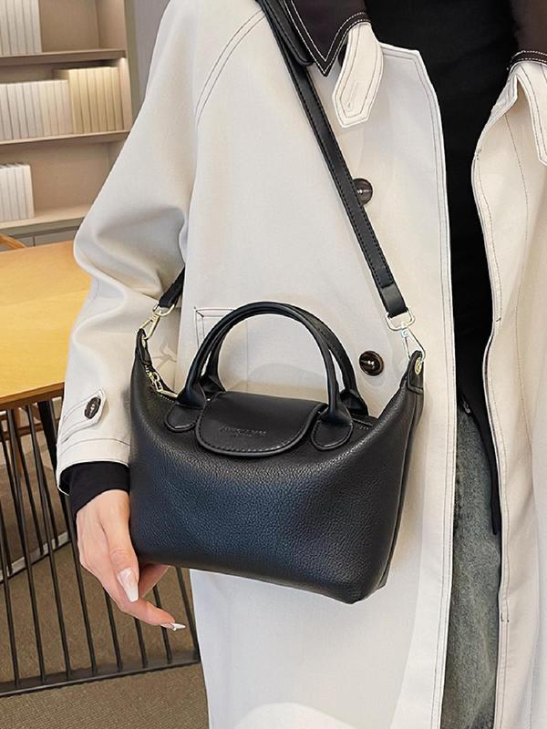 Women's Solid Color Textured Bucket Bag, Fashionable Crossbody Bag for Daily Used, Casual Trendy Versatile High-quality Daily Commuting Bag