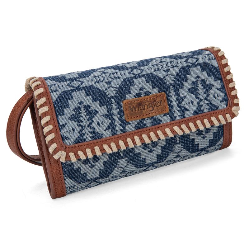 Wrangler  [MegaLive] Southwestern Pattern Print Wallet Snap-enclosed Wristlet Clutch Purse Underarm Satchel Bag