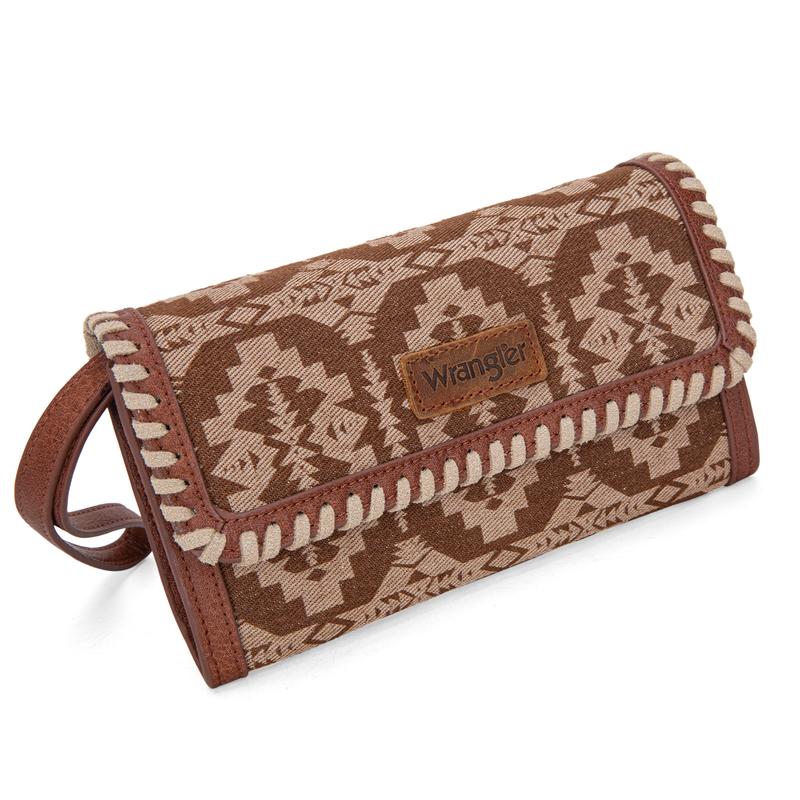 Wrangler  [MegaLive] Southwestern Pattern Print Wallet Snap-enclosed Wristlet Clutch Purse Underarm Satchel Bag