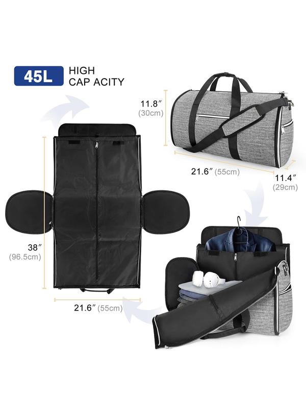 45l High Capacity Solid Travel Duffel Bag, Travel Essentials, Foldable Organizer, Garment Bag, Removable Shoulder Strap Travel Bag, Suitable for Business, Tourism, Vacation, Outings, Fall Outfits, Fall Freshness