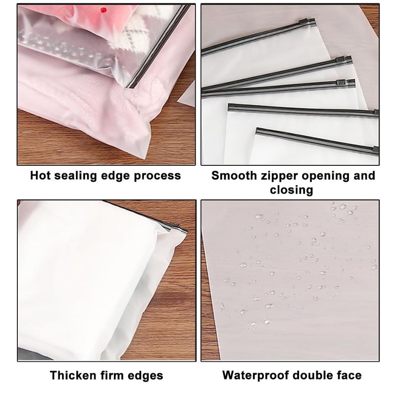 Clear Zipper Storage Bag, 20pcs set Frosted Resealable Bag, Luggage Organizer Pouch, Travel Clothes Bag, Household Storage Bag for Clothes Cosmetic