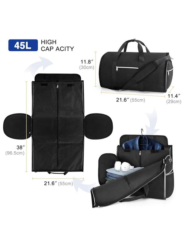 45l High Capacity Solid Travel Duffel Bag, Travel Essentials, Foldable Organizer, Garment Bag, Removable Shoulder Strap Travel Bag, Suitable for Business, Tourism, Vacation, Outings, Fall Outfits, Fall Freshness