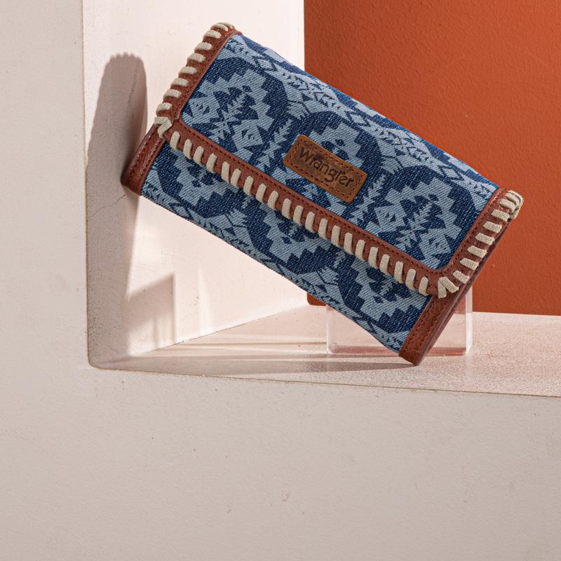 Wrangler  [MegaLive] Southwestern Pattern Print Wallet Snap-enclosed Wristlet Clutch Purse Underarm Satchel Bag