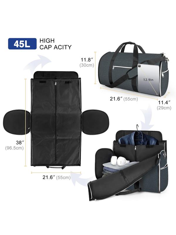 45l High Capacity Solid Travel Duffel Bag, Travel Essentials, Foldable Organizer, Garment Bag, Removable Shoulder Strap Travel Bag, Suitable for Business, Tourism, Vacation, Outings, Fall Outfits, Fall Freshness