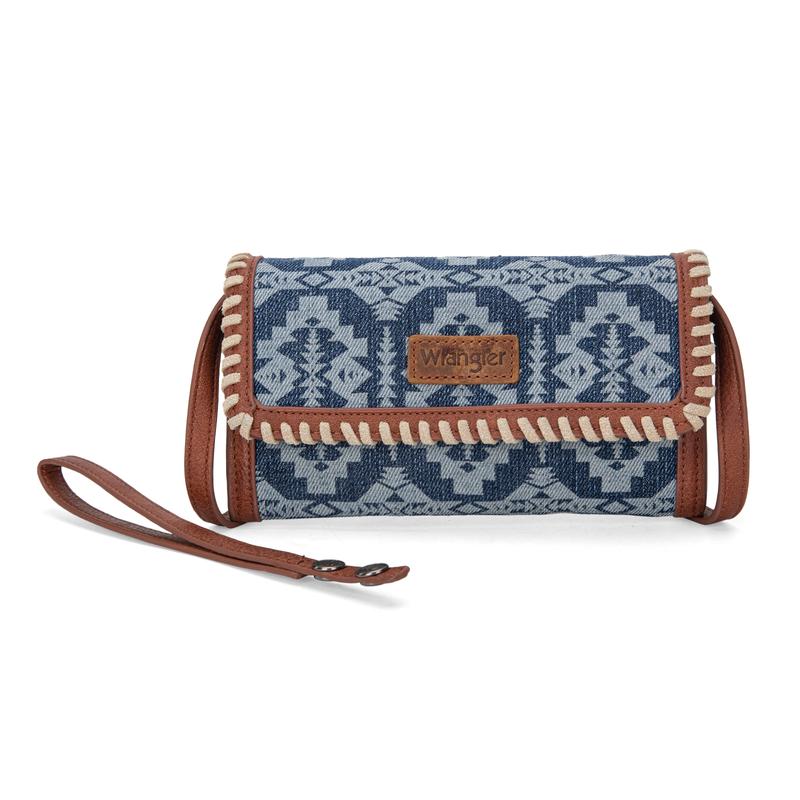 Wrangler  [MegaLive] Southwestern Pattern Print Wallet Snap-enclosed Wristlet Clutch Purse Underarm Satchel Bag