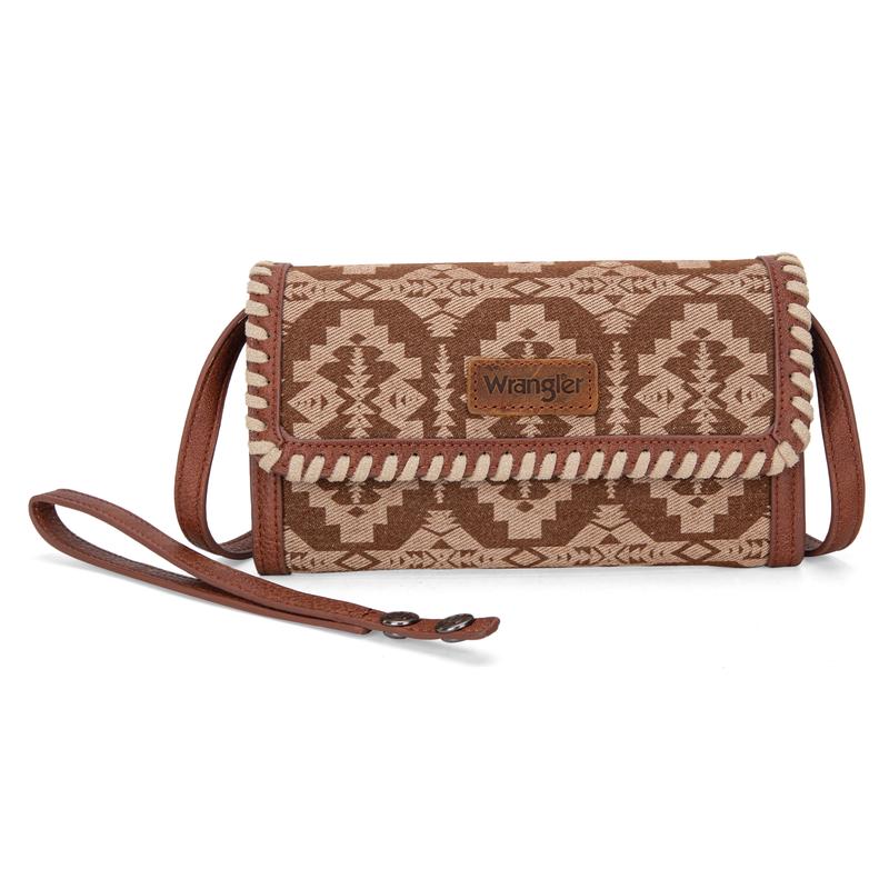 Wrangler  [MegaLive] Southwestern Pattern Print Wallet Snap-enclosed Wristlet Clutch Purse Underarm Satchel Bag