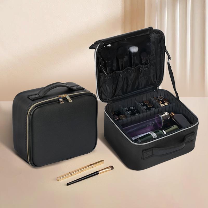 Travel  Cosmetic Bag Makeup Organizer Bag with Lighted Mirror 3 Color Scenarios Adjustable Brightness Portable Cosmetic Makeup Bag makeup  bag