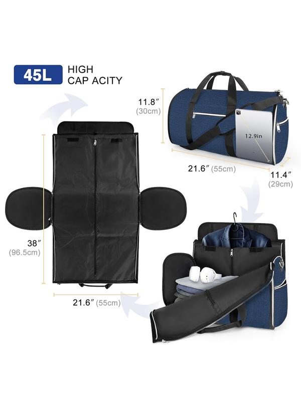 45l High Capacity Solid Travel Duffel Bag, Travel Essentials, Foldable Organizer, Garment Bag, Removable Shoulder Strap Travel Bag, Suitable for Business, Tourism, Vacation, Outings, Fall Outfits, Fall Freshness