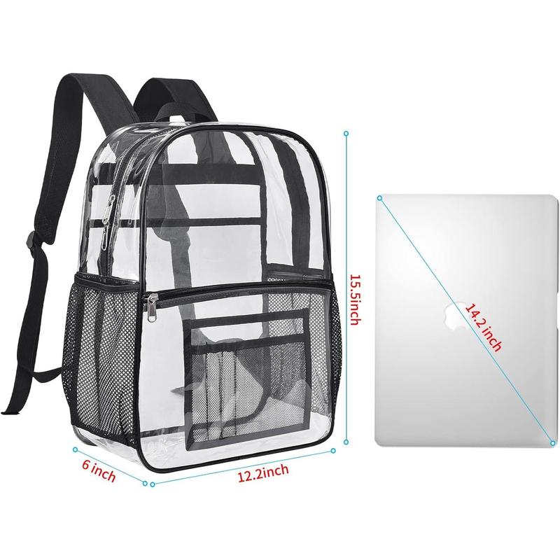 Clear Backpack Heavy Duty, See Through Backpack Transparent Bag for Girls &Boys, Clear School Backpack for College, Sports, Work(Medium)