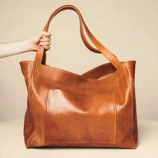 Large Oil Wax Leather Tote Bag