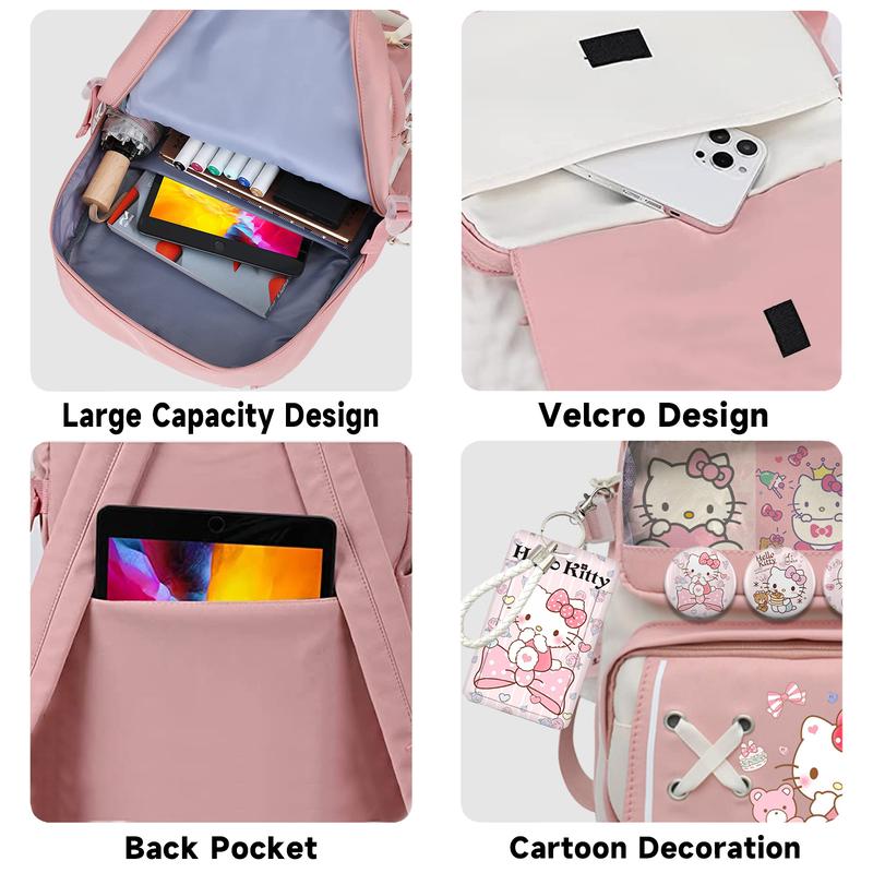 Cartoon Backpack Hello Kitty Backpack with Cute Accessories,Ita Bag Laptop Bag Backpack Daypack for Womens