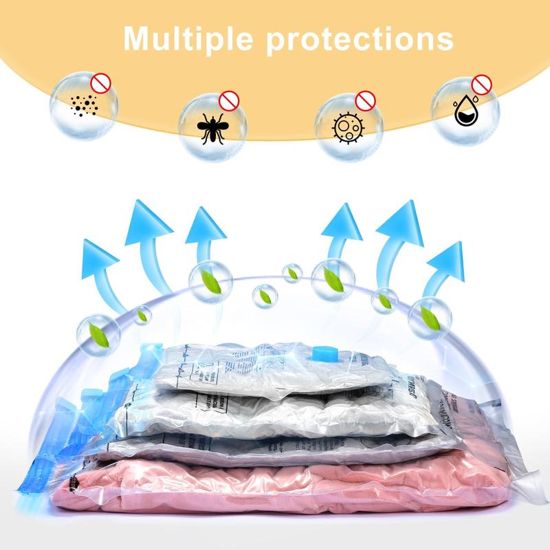 Travel Vacuum Bags with Prtable Electric Pump (Combo 6 Pack),Vacuum Seal Bags for Clothing,Space Saver Vacuum Storage Bags,Vacuum Travel Bags for Luggage,Travel Essentials