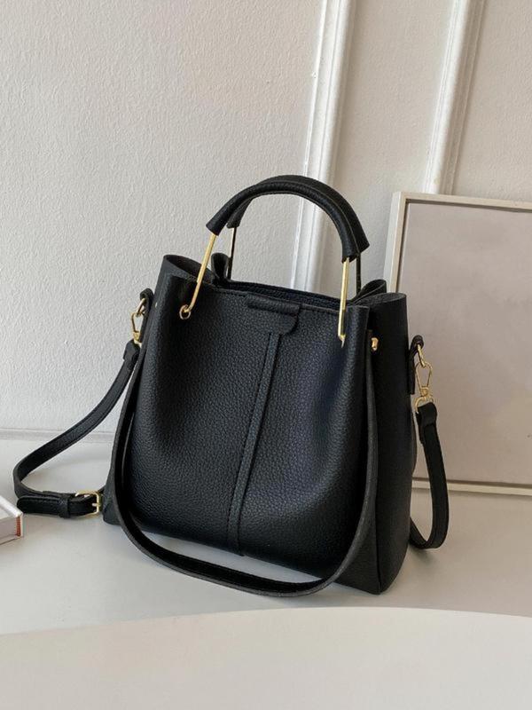 Women's Fashionable Solid Color Bucket Bag, Casual Versatile Zipper Shoulder Crossbody Bag for Daily Used, Trendy High-quality Daily Commuting Bag