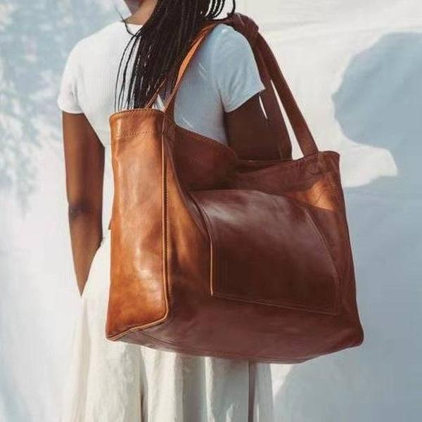 Large Oil Wax Leather Tote Bag