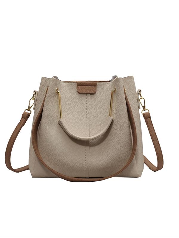 Women's Fashionable Solid Color Bucket Bag, Casual Versatile Zipper Shoulder Crossbody Bag for Daily Used, Trendy High-quality Daily Commuting Bag