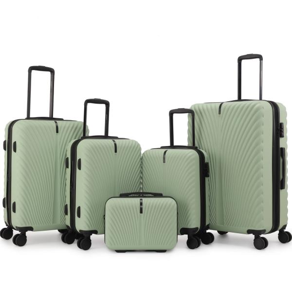 UIIMIII 5 Piece ABS Luggage Set with Hard-Shell, Expandable, Lightweight, 360° Spinner Wheels & TSA Lock