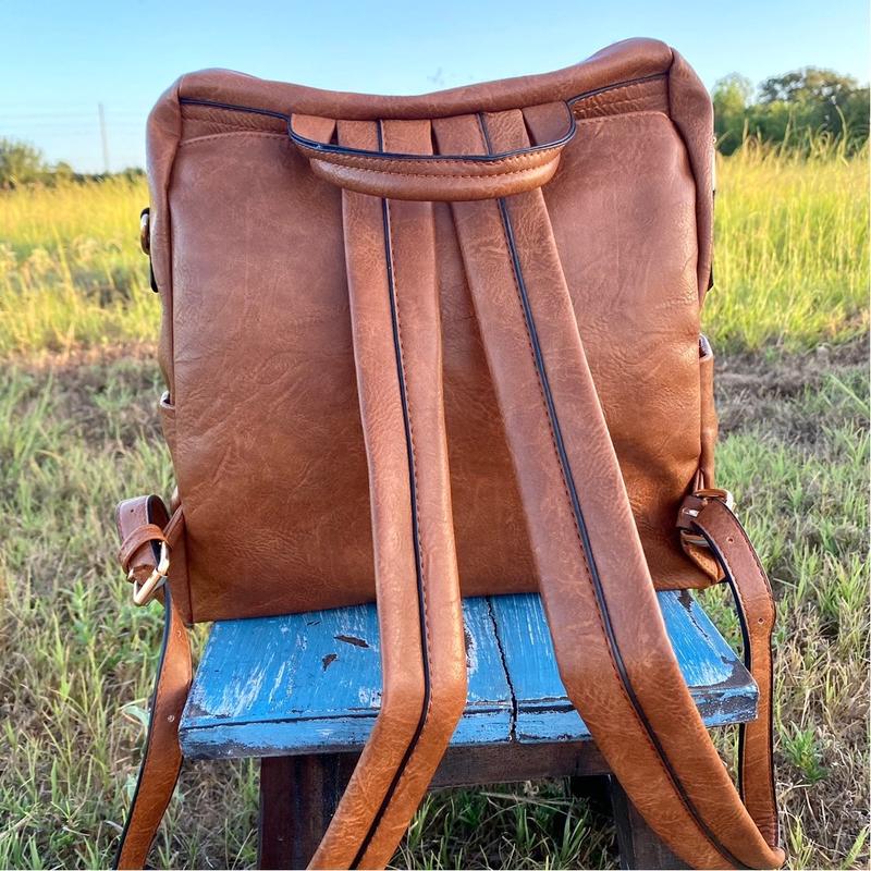 Cow Print Convertible Backpack with Guitar Strap